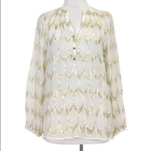 Gold/White metallic Lilly Pulitzer top, size small